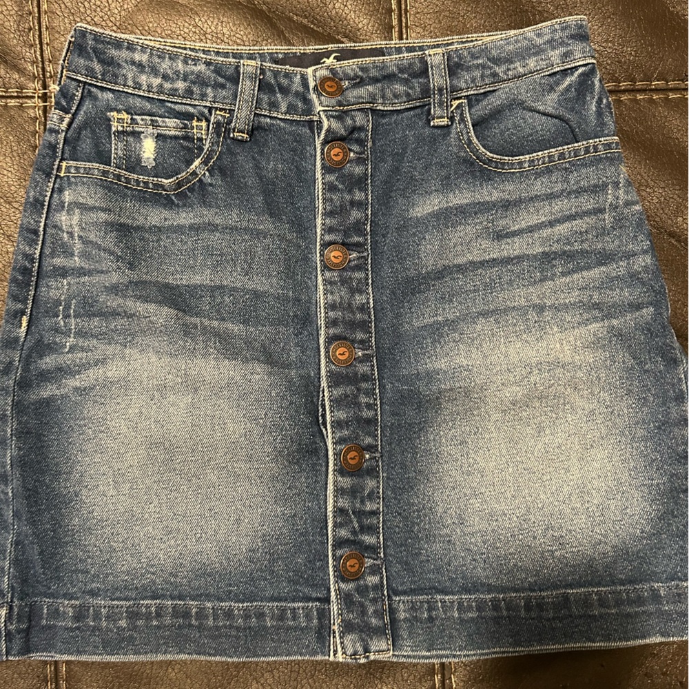 Hollister Blue High-Rise Denim Skirt